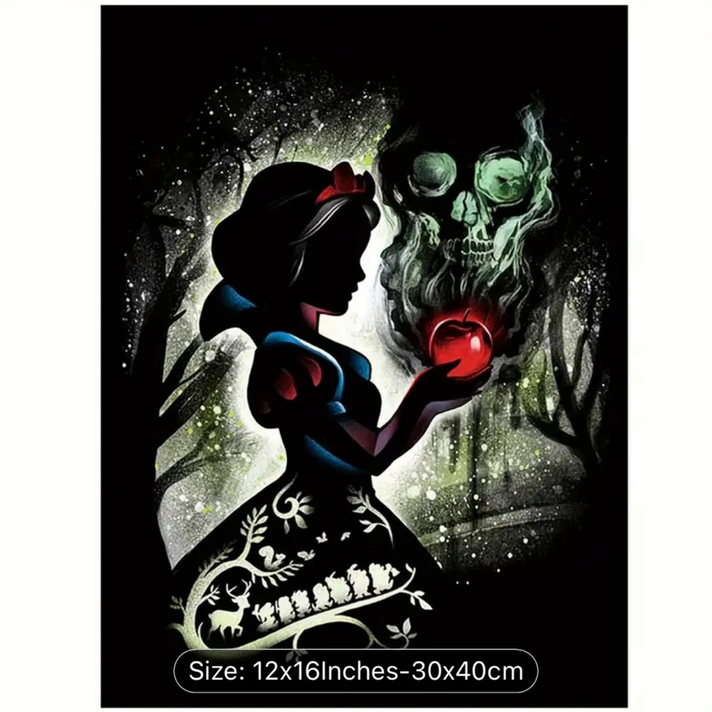 Snow White and Poison Apple Diamond Painting Kit - 12x16 Inch Canvas Art